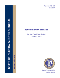 North Florida College for the fiscal year ended June 30, 2023 financial audit