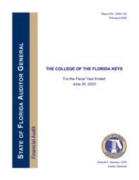 The College of the Florida Keys for the fiscal year ended June 30, 2023: financial audit